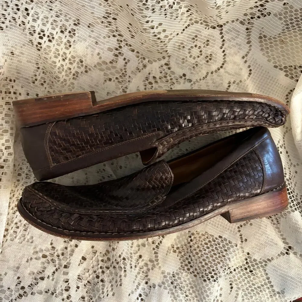 Cole Haan + NikeAir Men's US 16 M Brown Leather Weave Loafer Shoes